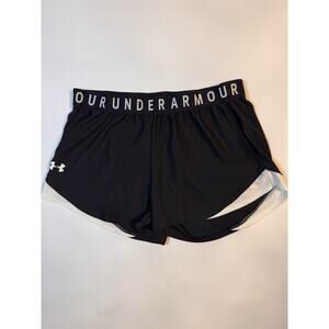 Under Armour Headgear Loose Fit Women’s Shorts Black White Trim Size Large